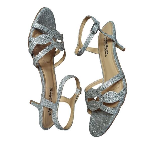 American Glamour Badgley Mischka XABRINA Sparkle Heel Sandals - Picture 3 of 9